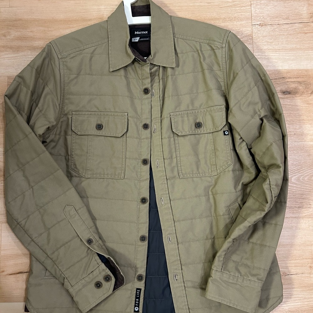 Marmot Men's Olive Quilted Shirt Jacket